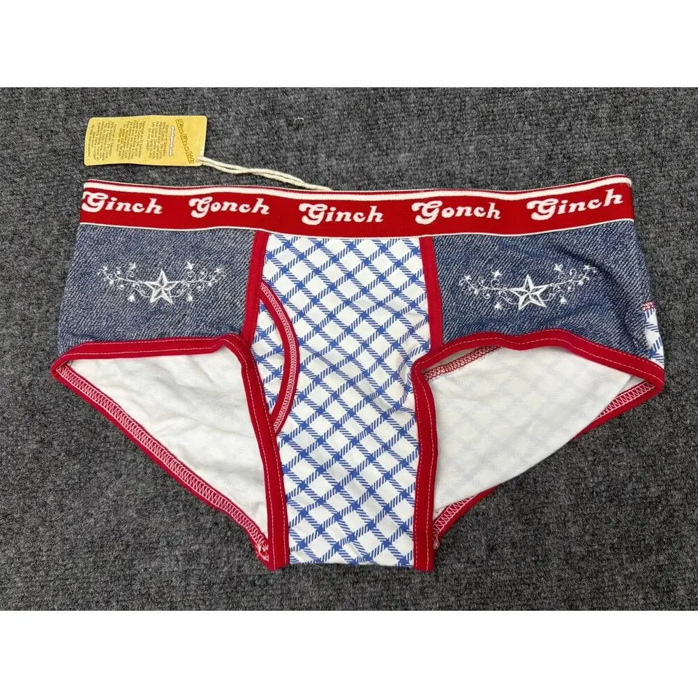 Ginch Gonch Men’s Americana Red White & Blue Briefs Size Medium